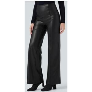 NWT Halara High Waisted Tummy Control PU Leather Flare Pants Size PL Minimalist